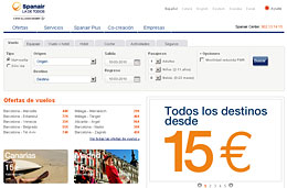 Ofertas de vuelos en Spanair para todos sus destinos con precios desde 15€ para volar hasta 30-Junio-2010 y reservando hasta 14-Marzo-2010