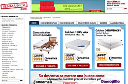 Codigos promocionales Venta-Única para tener 50€ y 100€ de descuento en la compra de colchones para compras superiores a 600€ y 1000€ respectivamente, válido hasta 6-Abril-2009