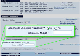 Código privilegio Air France <li></li> <p>