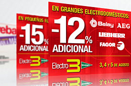 Rebajas El Corte Ingles con un 12% y 15% de descuentos adicionales en grandes y pequeños electrodomésticos respectivamente, válido hasta 5-Agosto-2009