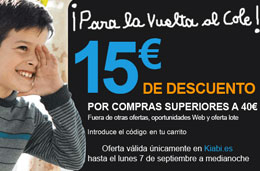 Codigo promocional Kiabi de 15€ de descuento para compras superiores a 40€