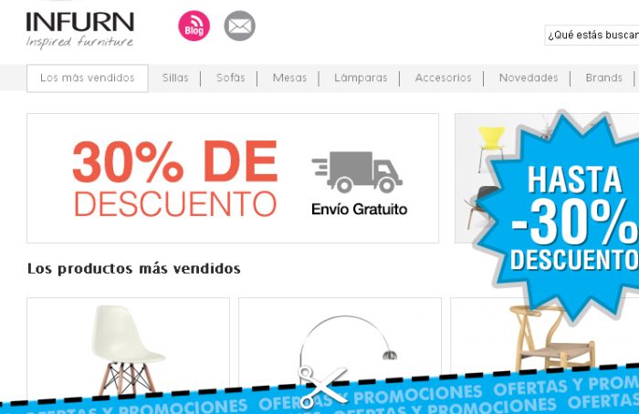 Promo de Infurn con un 30% descuento apra nuevos clientes y envios gratis
