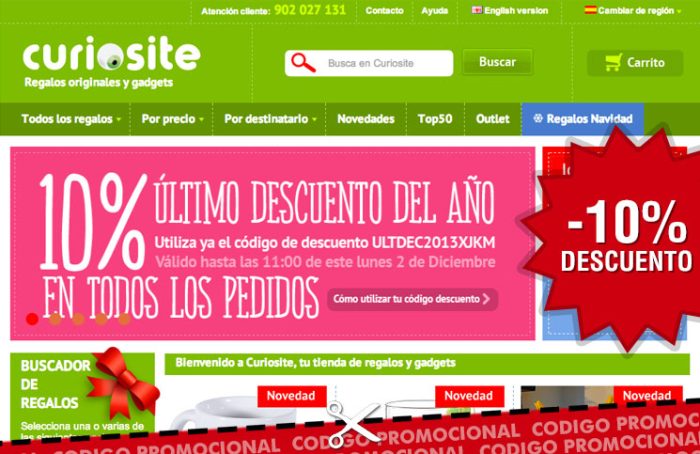 Codigo promocional de Curiosite de un -10% en toda la web