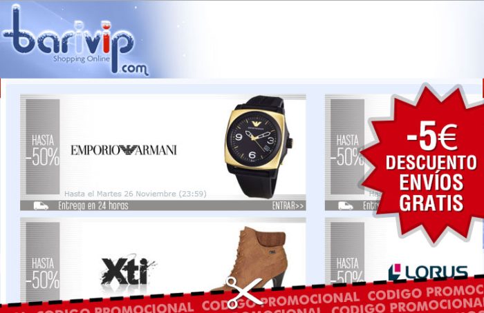 Vales descuento de Barivip para tener 5€ de descuento o envíos gratis