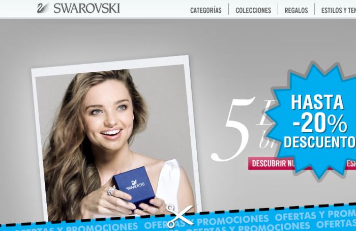 Promocion de descuento de Swarovski durante el black Friday con -20%