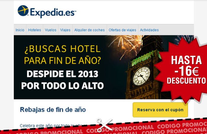 Cupones descuento de Expedia con los que conseguir hasta 16€ de ahorro en reservas