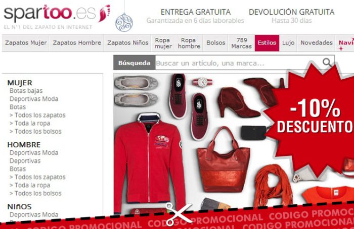 Nuevo código promocional con un 10% de descuento en la tienda de zapatos y accesorios Spartoo