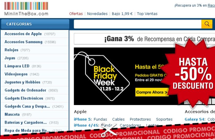 Cyber Monday en Mini in the box con descuentos del 50% y más y un codigo promocional