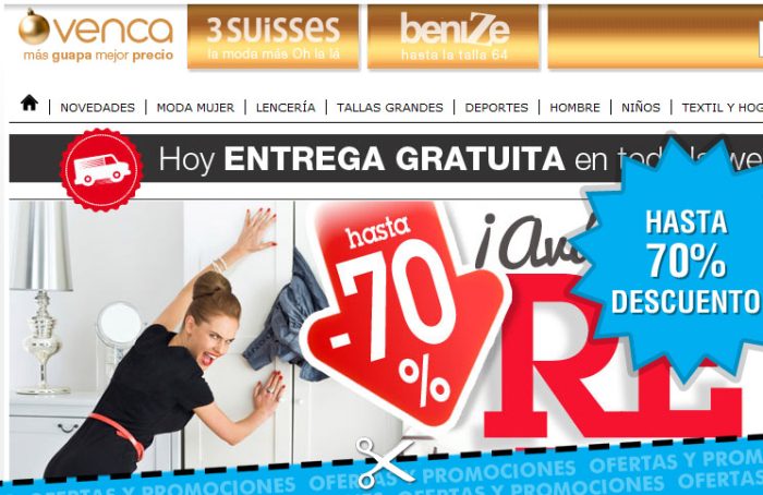 Descuento del 70% en Venca y envío gratis