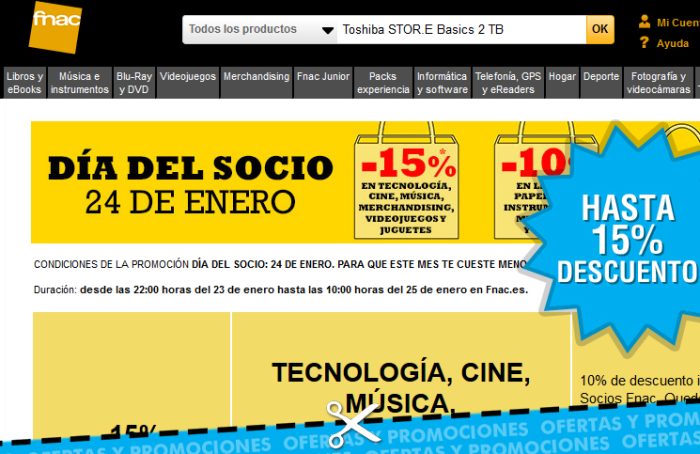 Descuentos del día del socio en Fnac de hasta un 15%