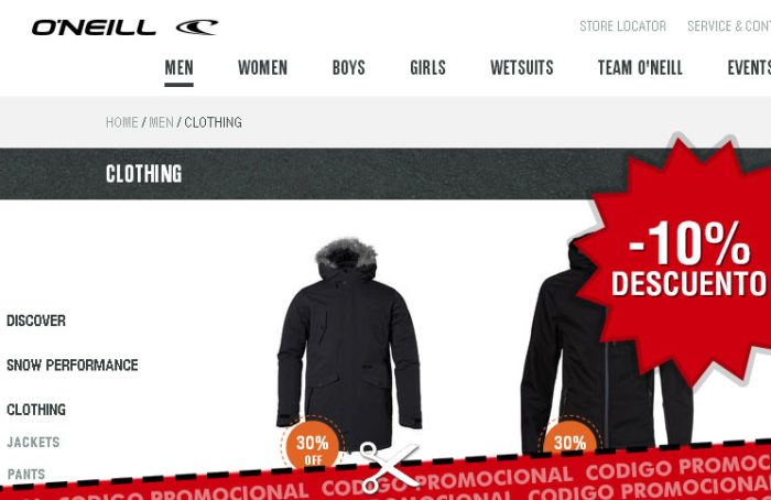 Codigo descuento de Oneill con un ahorro del 10% en toda su web