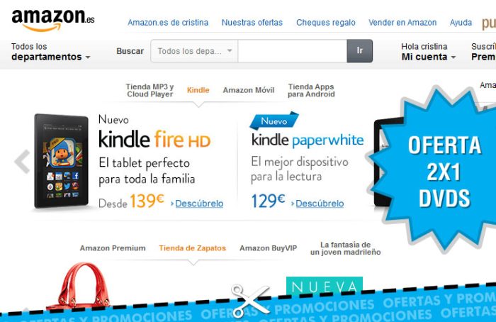 Oferta 2x1 en selección DVDs en Amazon