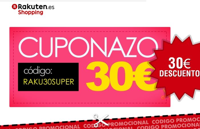 Cupón descuento de 3o€ en Rakuten