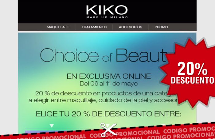 Códigos promocionales de Kiko Cosmetics con descuentos del 20% en maquillaje, cuidado de piel o accesorios
