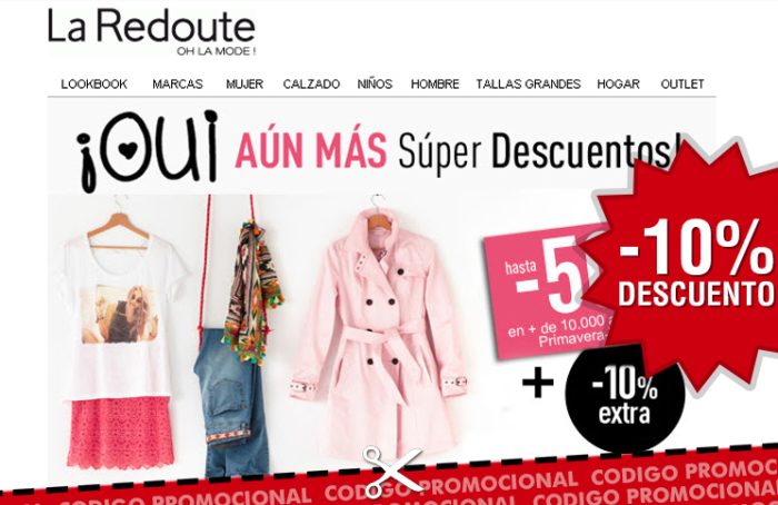 Cupon descuento moda La Redoute con -10% extra en Súper Descuentos
