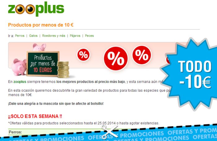 Promo Zooplus artículos a menos de 10€