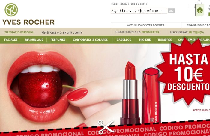 Cupones descuento de Yves Rocher con hasta 10€ de descuento por compra