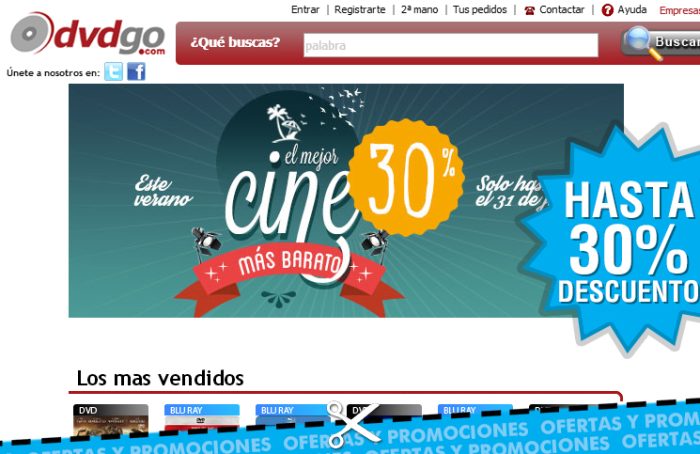 Hasta 30% de descuento en DVDGo en películas DVD y Blu-Ray