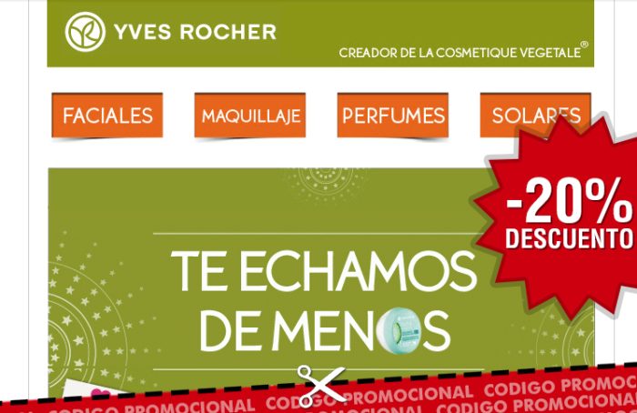 Cupon descuento de Yves Rocher con -20% ahorro