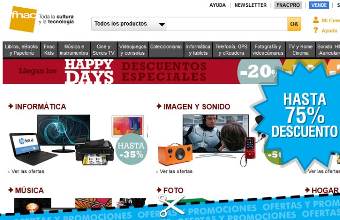 Descuentos en Fnac en los Happy Days con hasta 65%