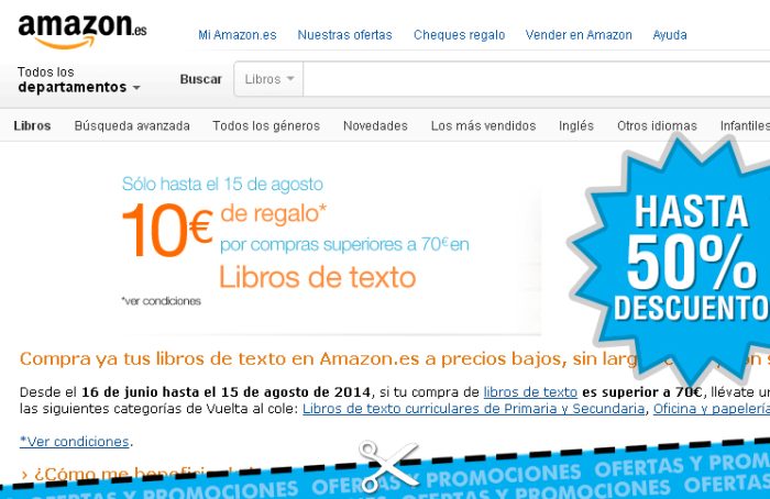10€ de ahorro en libros de texto en Amazon España